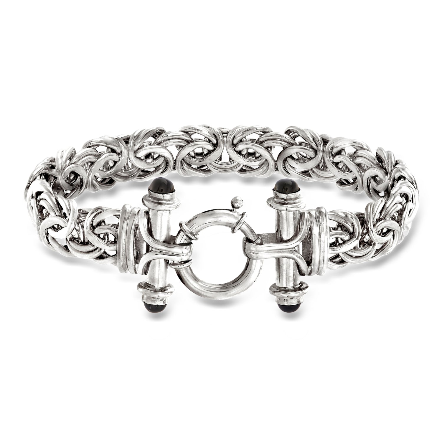 Sterling Silver Byzantine Bracelet with Black Onyx