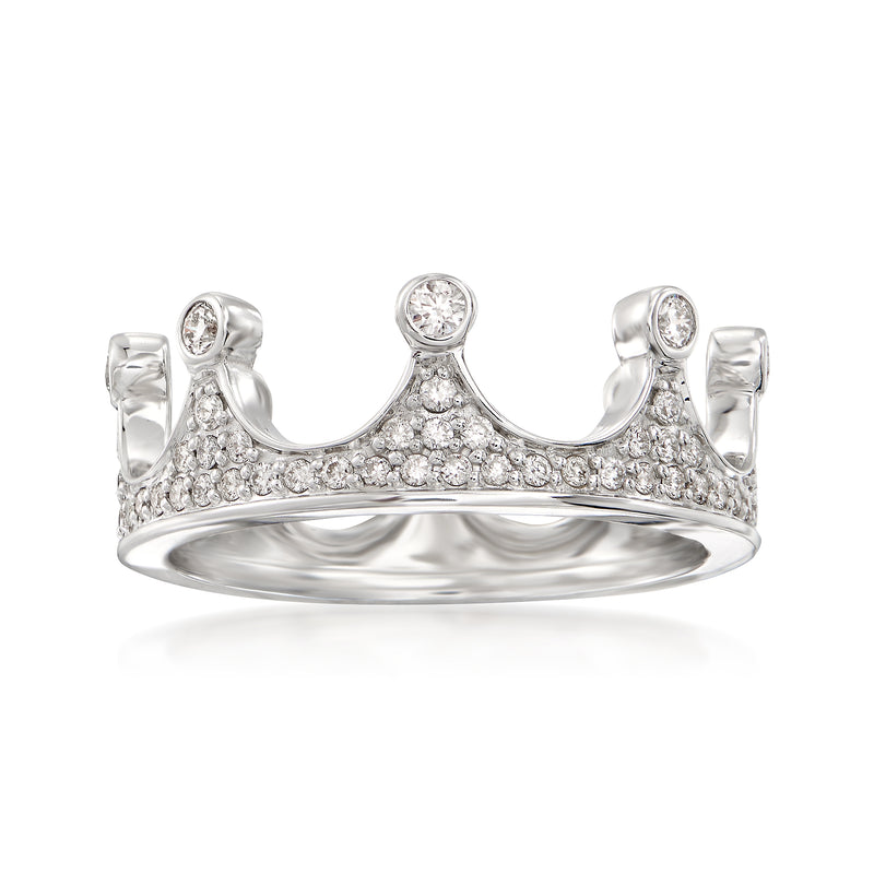 14kt white gold crown eternity-style diamond ring, round stones set across top