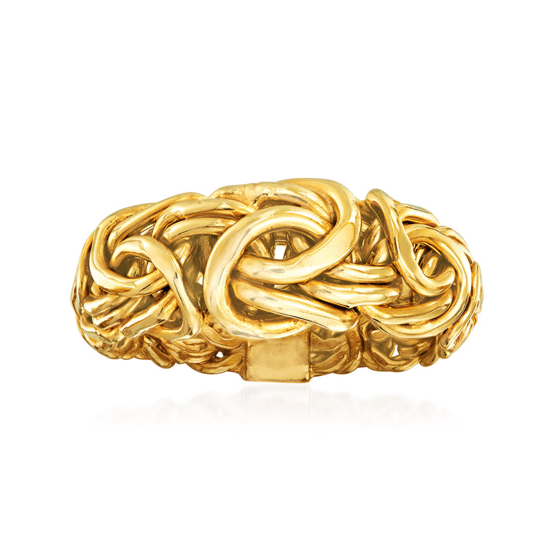 Gold-tone Byzantine braid ring with rounded bezel detail