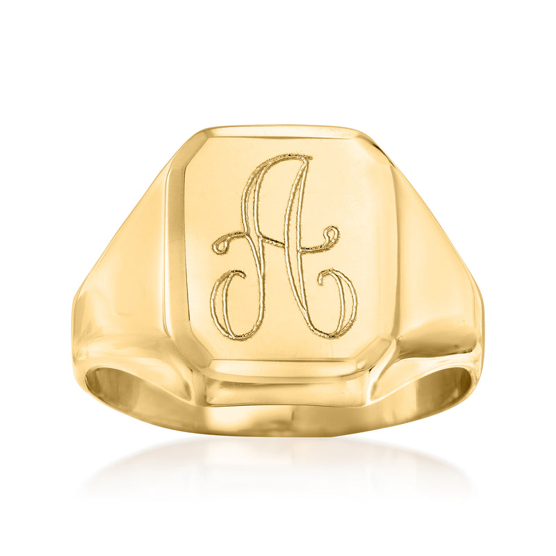 14kt yellow gold signet ring with engraved monogram initials