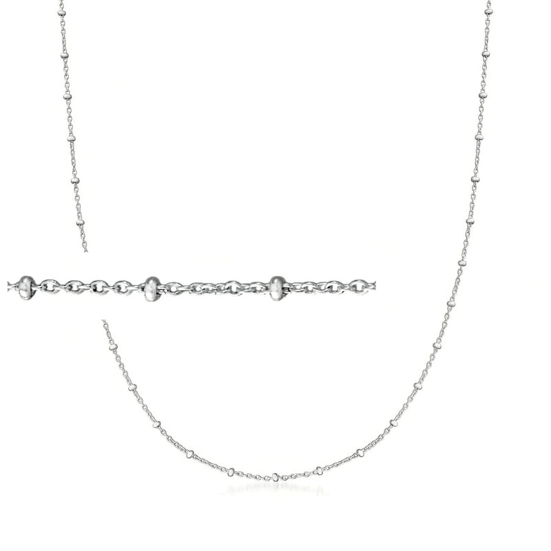 Sterling silver cable-chain necklace with small bead stations and lobster clasp