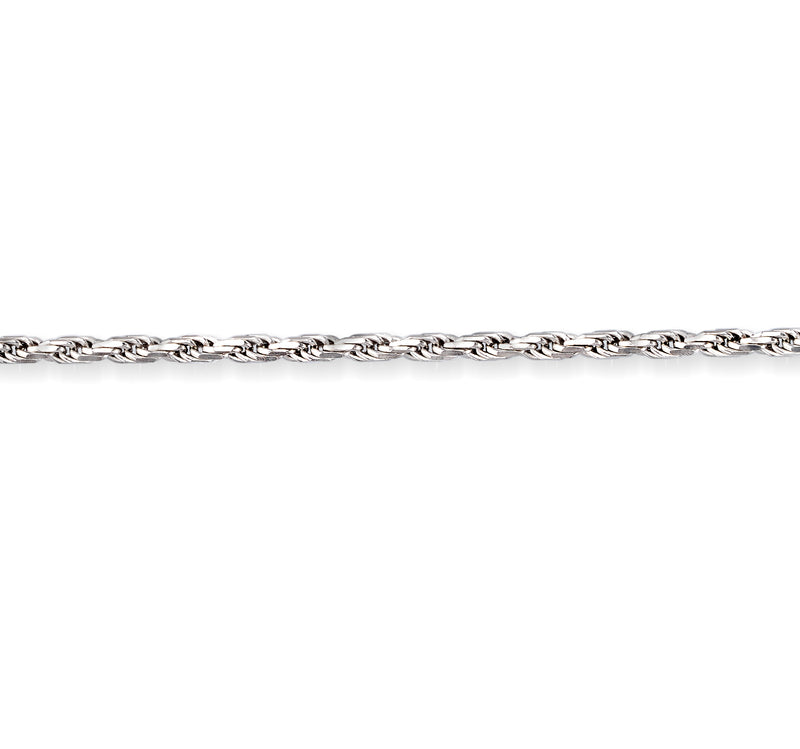 Sterling silver rope-chain necklace with tightly twisted, polished links