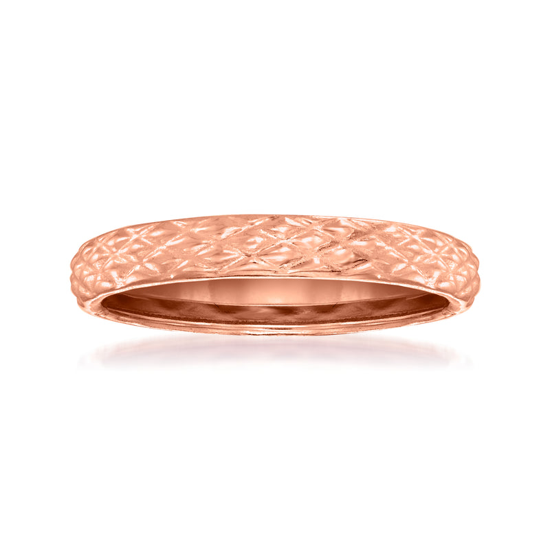 Quilted rose gold textured ring with polished interior band