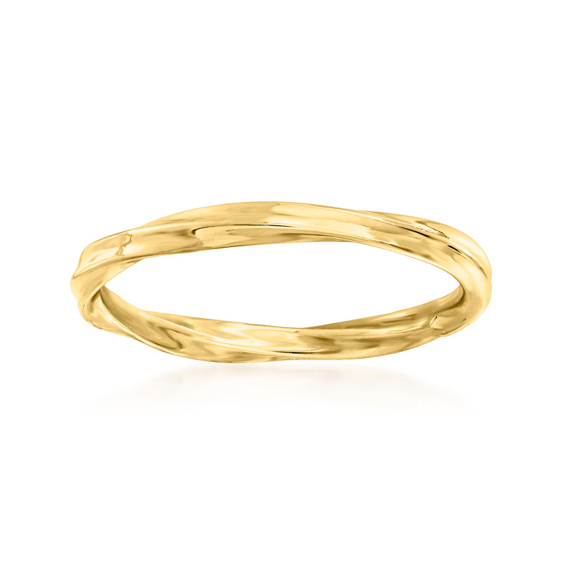 Twisted 18kt yellow gold ring with smooth rope-like bands
