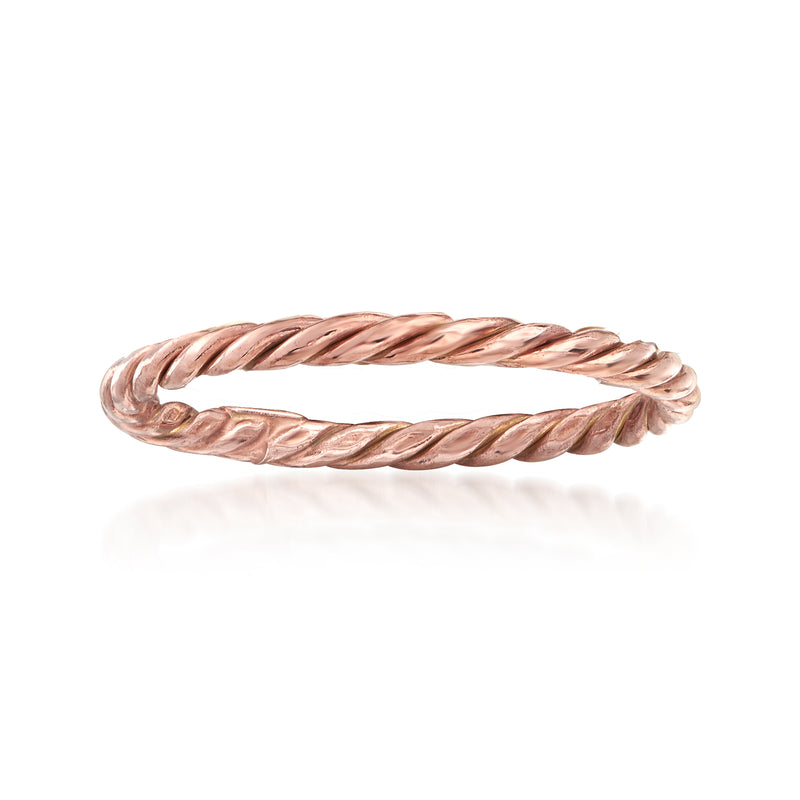 18kt rose gold rope twist ring, braided band design