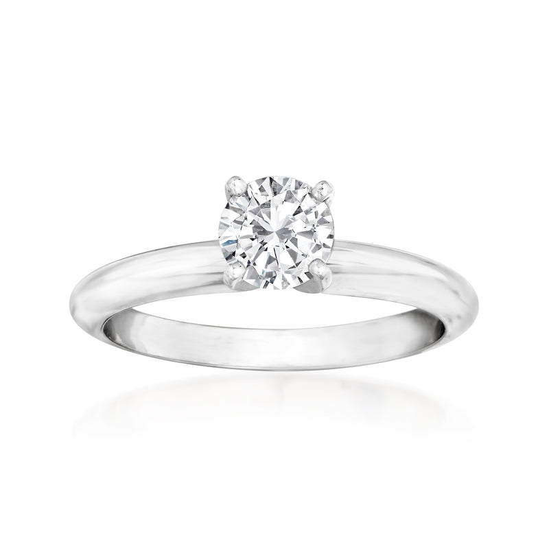 14kt white gold diamond solitaire ring with round brilliant center stone