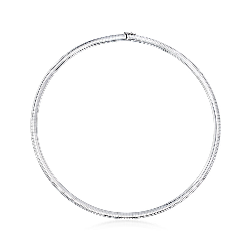 14kt white gold omega necklace with clasp, smooth round chain links