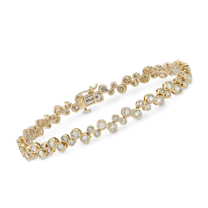 14kt yellow gold diamond bezel-set bubble bracelet with round stones