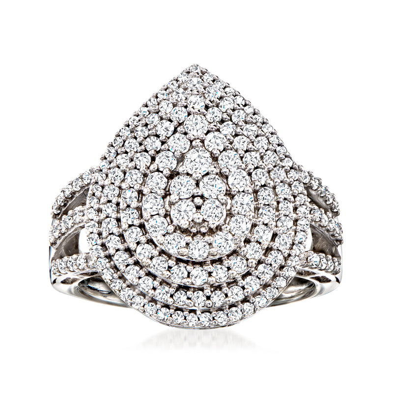 Sterling silver pear-shaped diamond halo ring