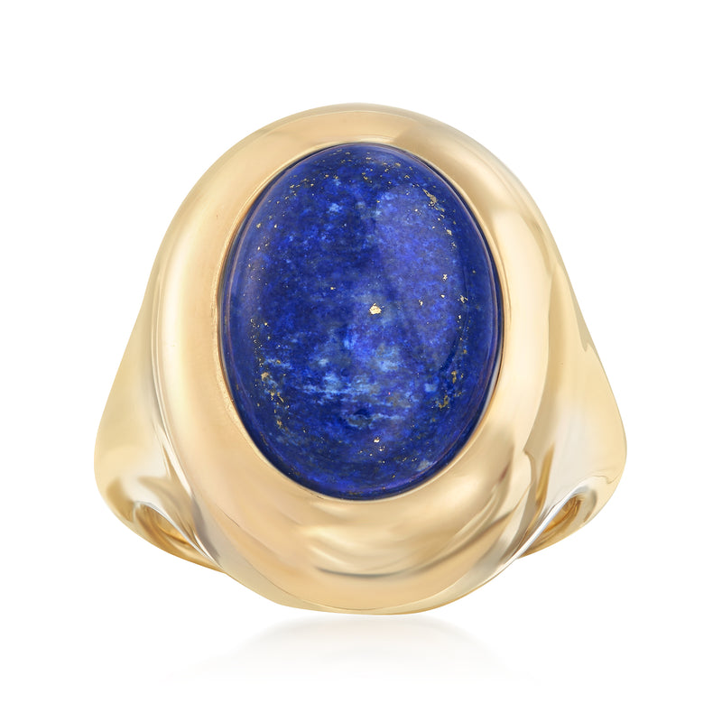 14kt yellow gold oval lapis-style resin cabochon ring