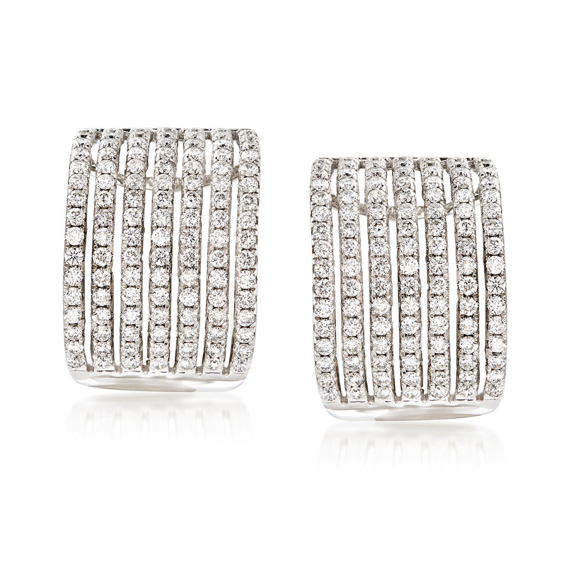 Diamond drop earrings in 14kt white gold with vertical pavé rows