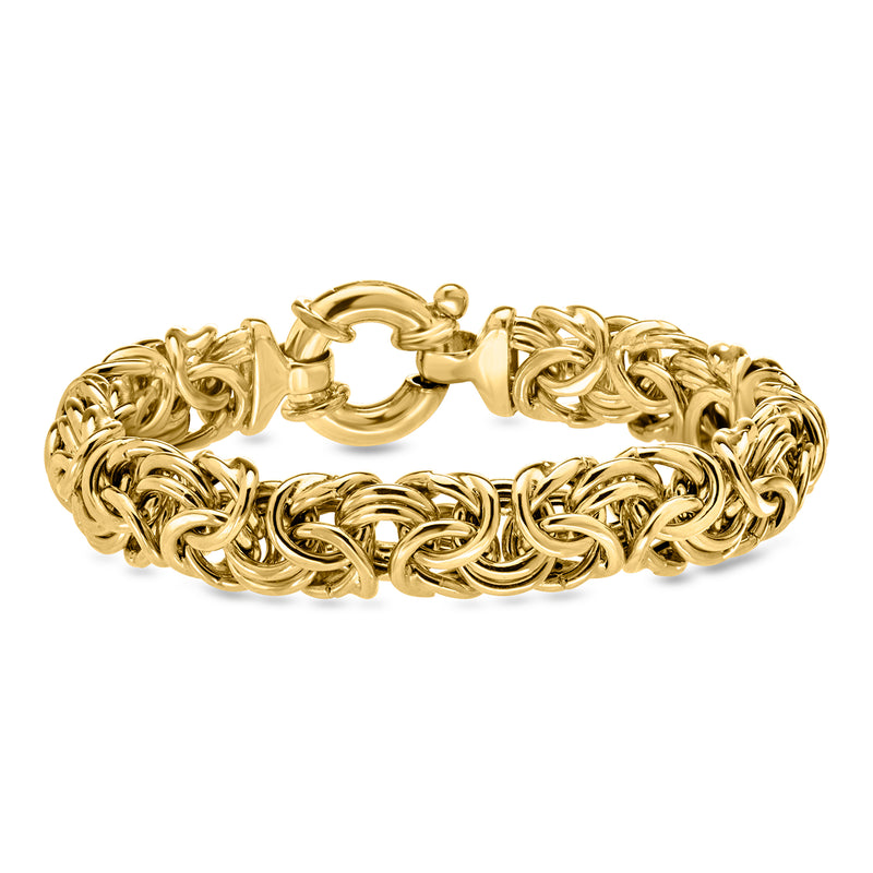 Gold over sterling Byzantine link bracelet with hinged clasp and oval curb links