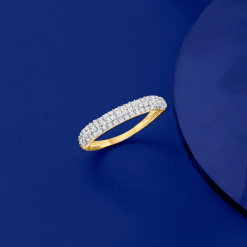 Pave diamond ring in 14kt yellow gold
