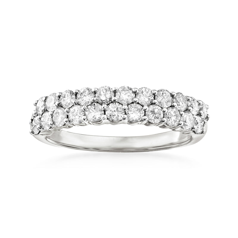 Two-row diamond ring in white gold
