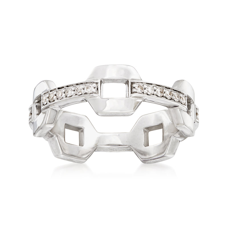 Diamond link eternity band in 14kt white gold with pavé-set stones
