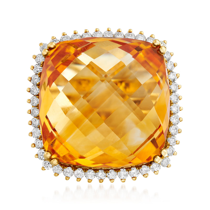 14kt yellow gold citrine oval halo diamond ring