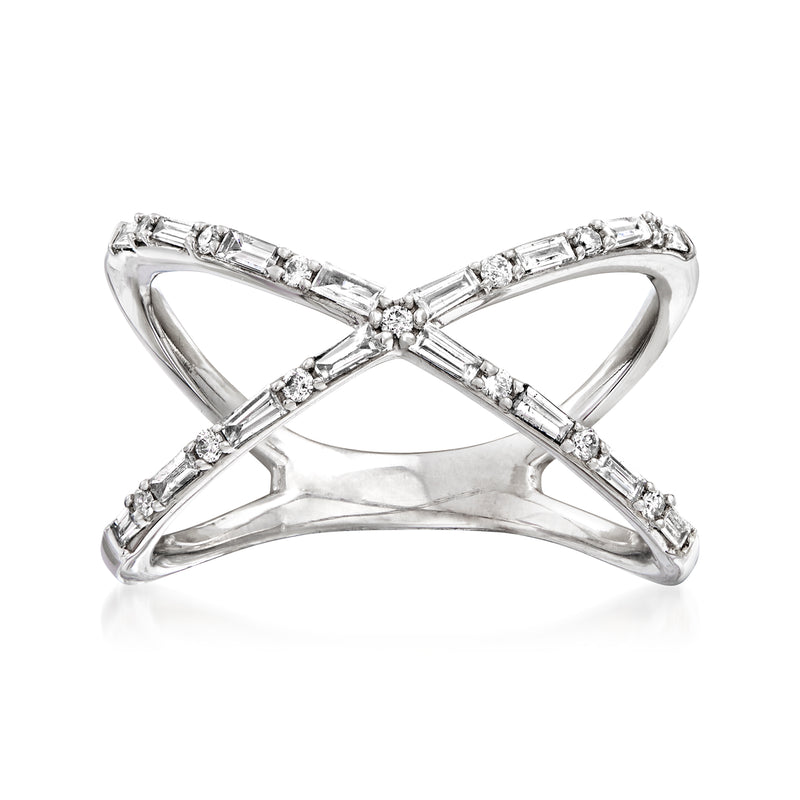 .29 ct. t.w. Diamond Crisscross Ring in 14kt White Gold
