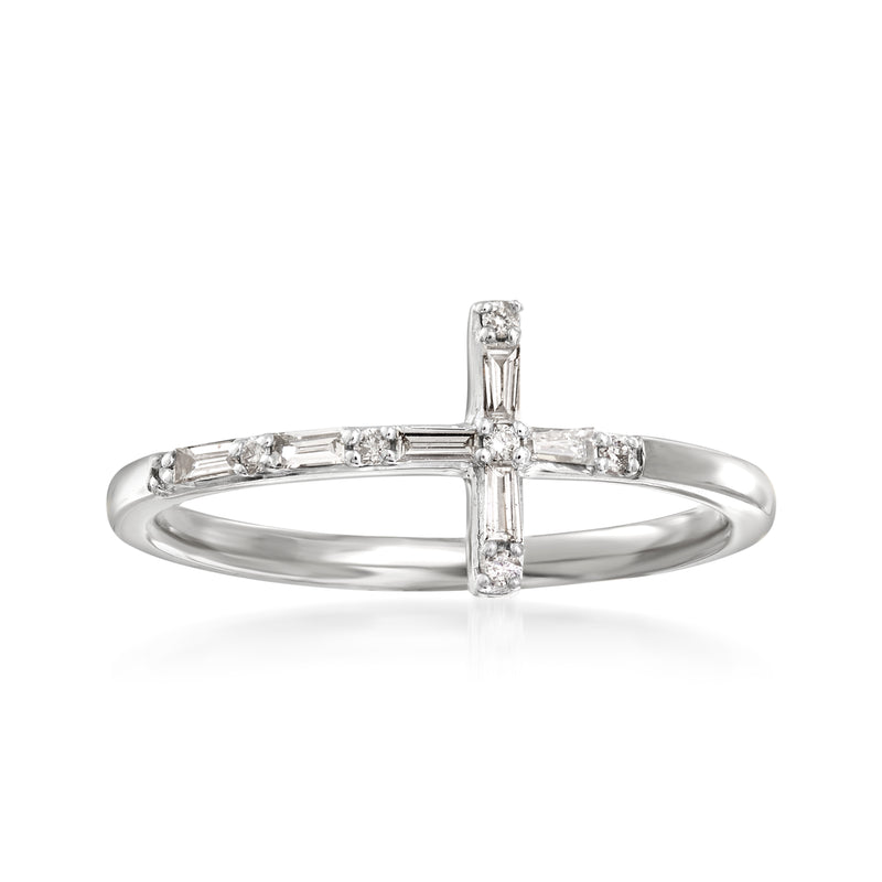 .16 ct. t.w. Diamond Cross Ring in 14kt White Gold