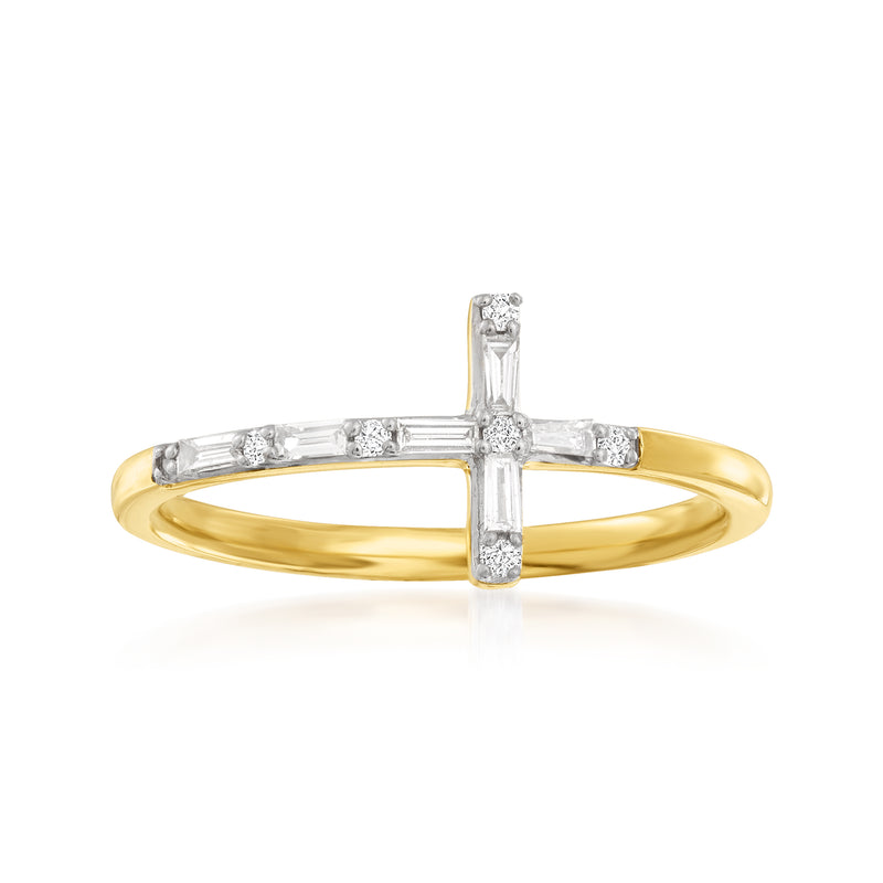 .16 ct. t.w. Diamond Cross Ring in 14kt Yellow Gold