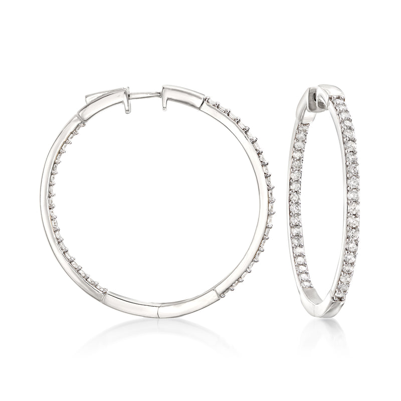 Diamond inside-outside hoop earrings in sterling silver