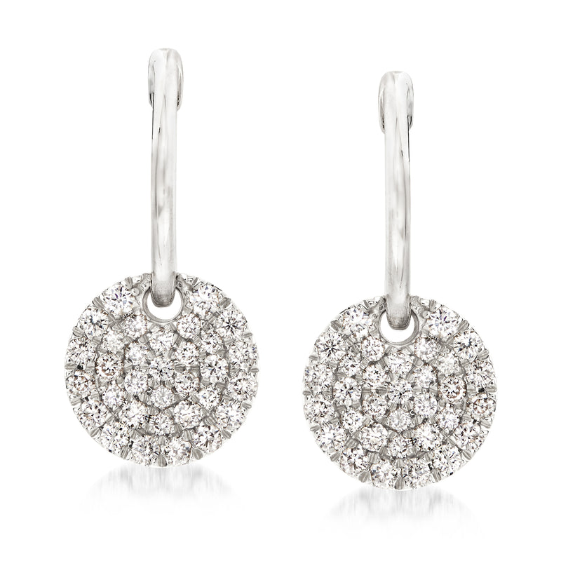 Gabriel Designs diamond disc hoop drop earrings in 14kt white gold