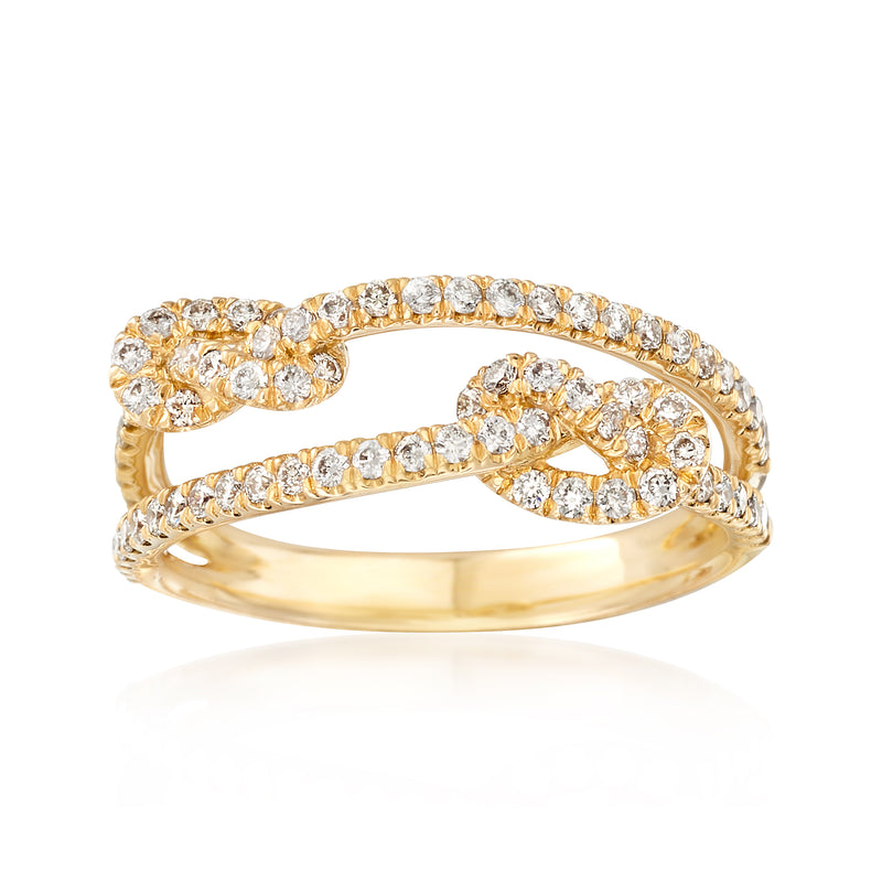 Gabriel Designs yellow gold diamond double knot ring