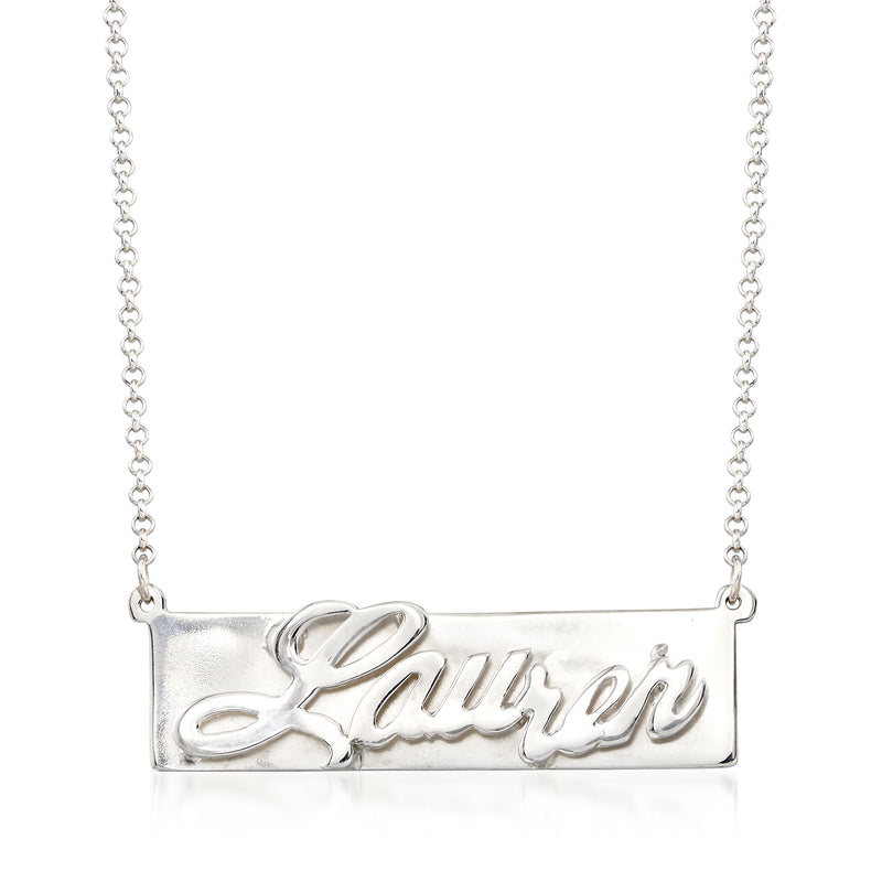Sterling silver nameplate necklace with 3D cursive 'Lawyer' pendant