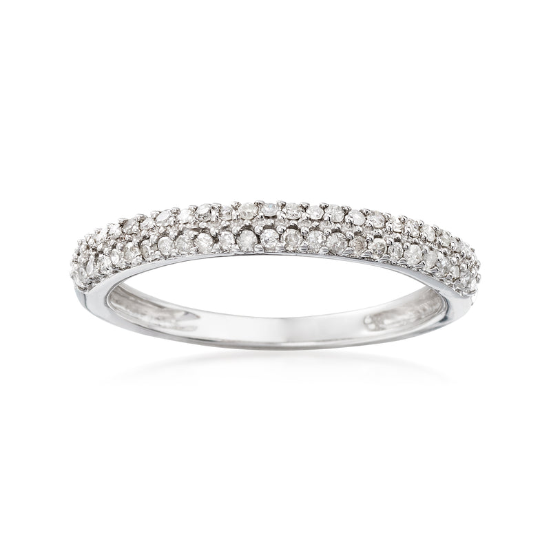 Diamond ring in 14kt white gold with pavé-set diamonds