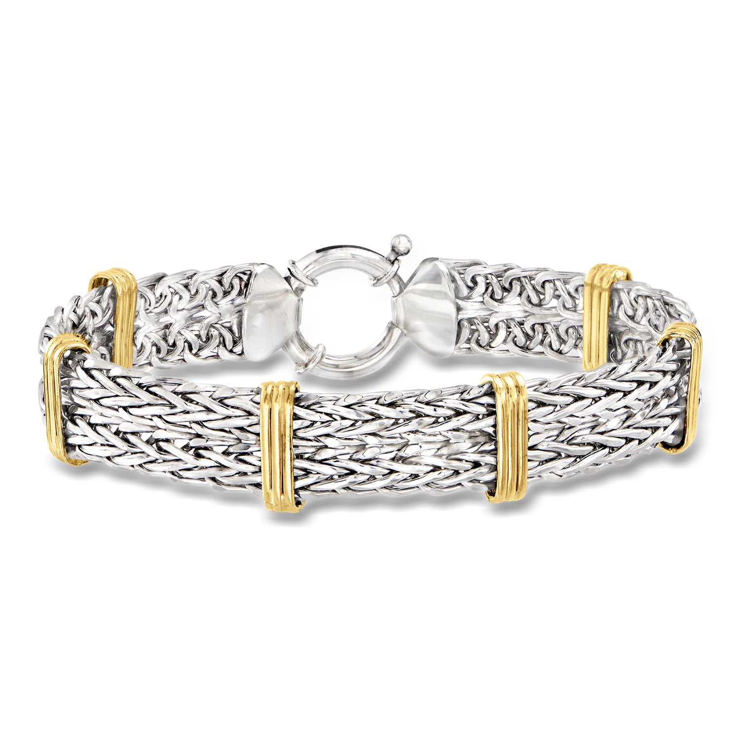 Two-Tone Sterling Silver Wheat-Link Bracelet