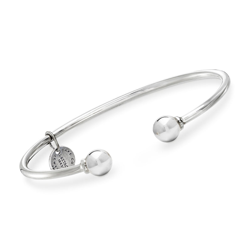 Cape Cod Jewelry sterling silver cuff bracelet with two round end balls