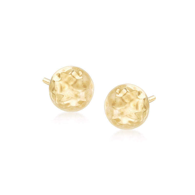8mm hammered yellow gold stud earrings