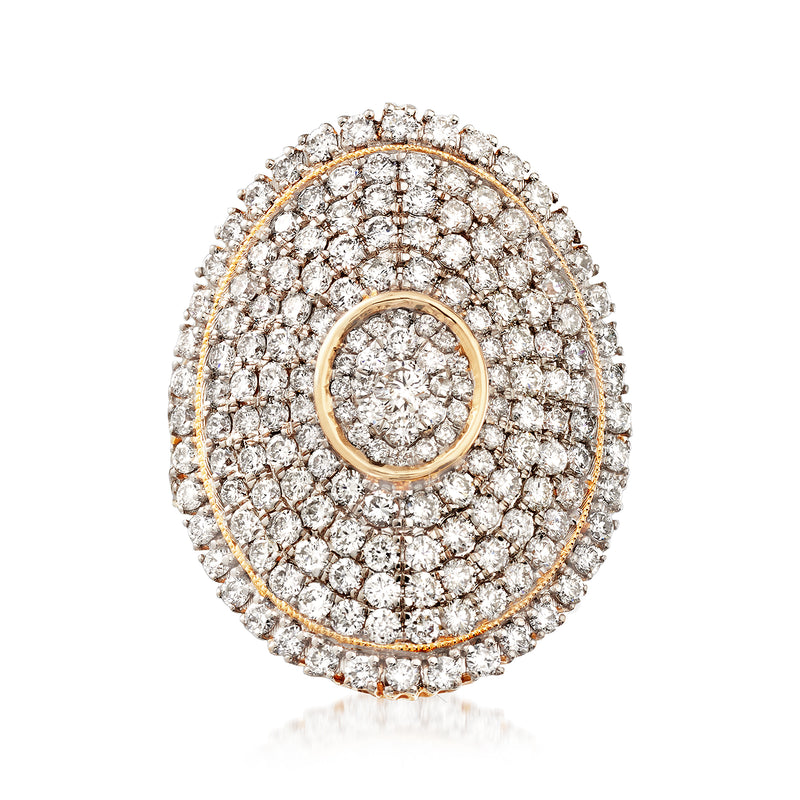 Diamond circle ring in 14kt yellow gold with oval pavé setting
