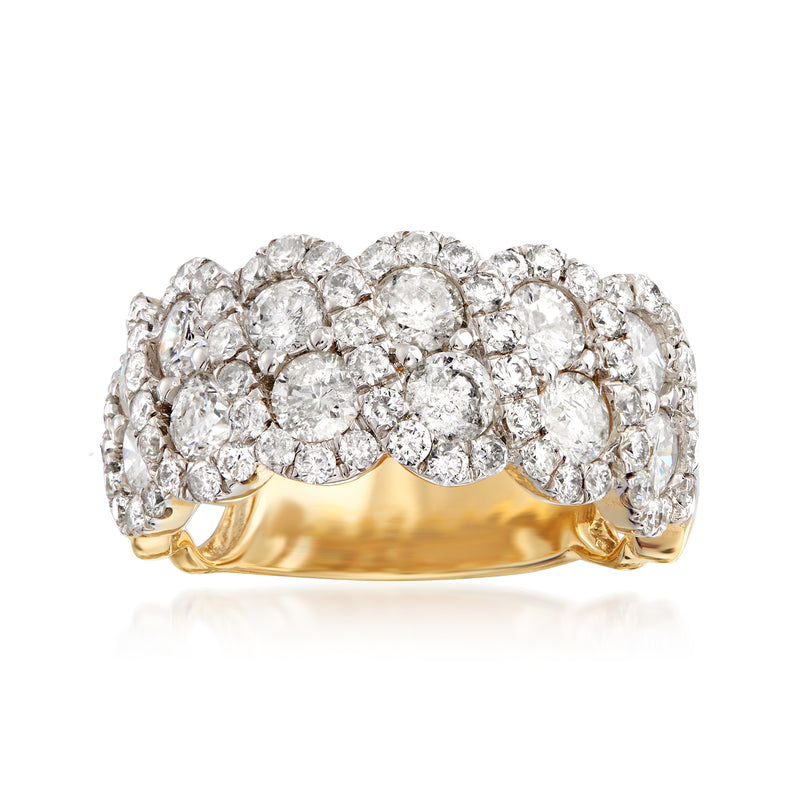 Diamond scalloped ring in 14kt yellow gold