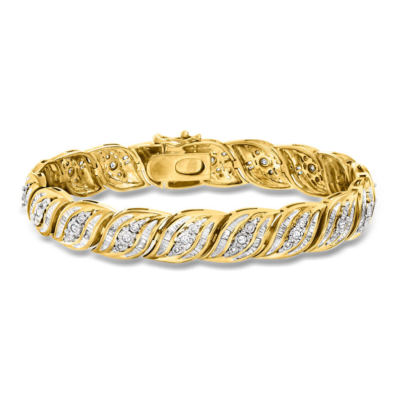 Diamond bracelet in 18kt gold over sterling with twisted pavé-set links