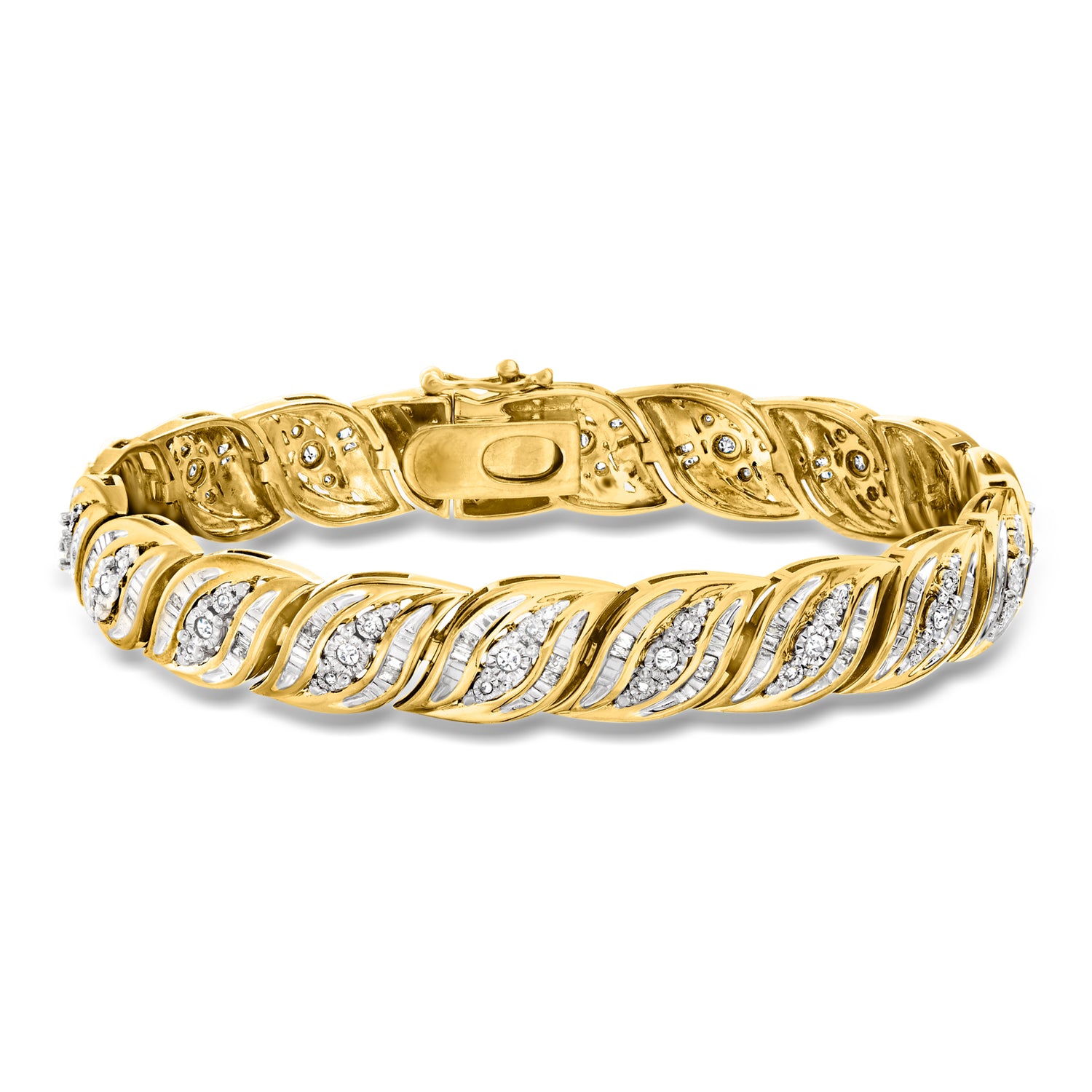 1.00 ct. t.w. Diamond Bracelet in 18kt Gold Over Sterling