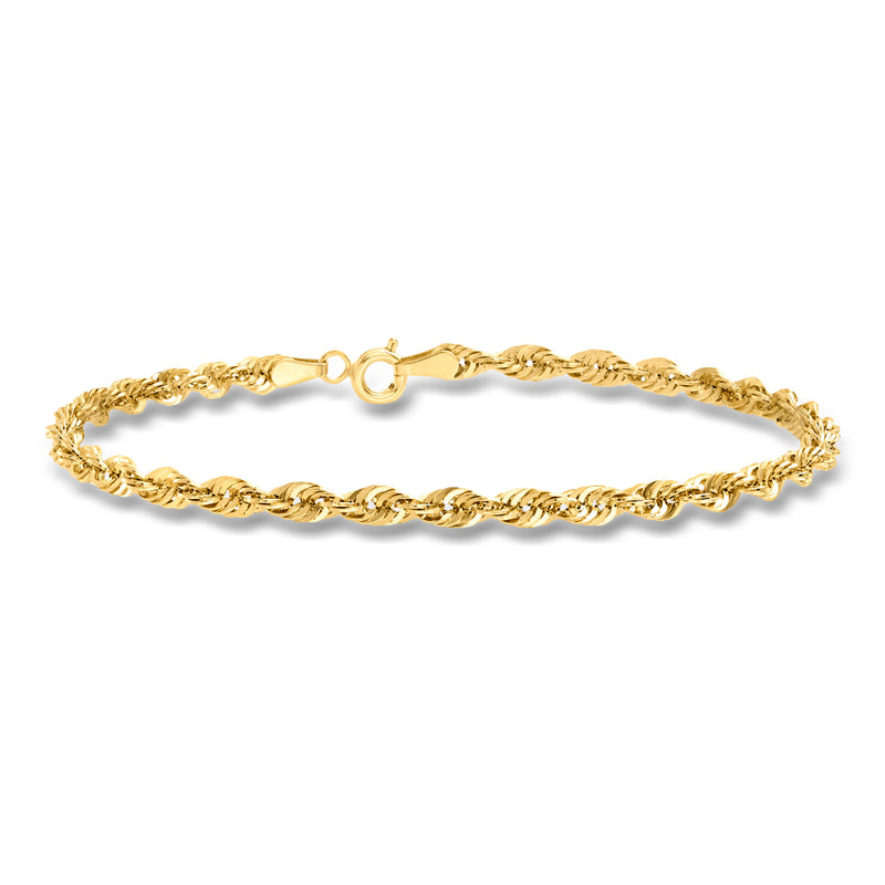 14kt yellow gold rope-chain bracelet with oval clasp