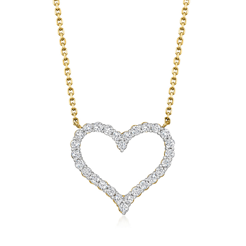 Diamond heart necklace in 14kt yellow gold with pavé-set pendant