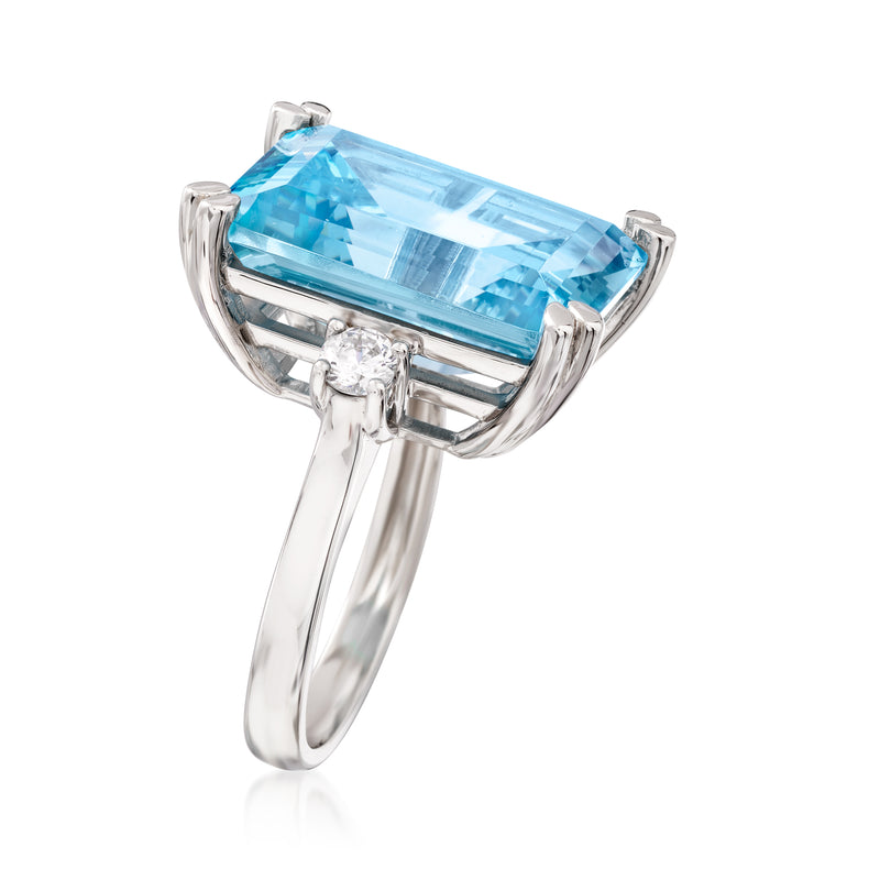 17.00 Carat Simulated Aquamarine Ring with .30 ct. t.w. CZs in Sterling Silver