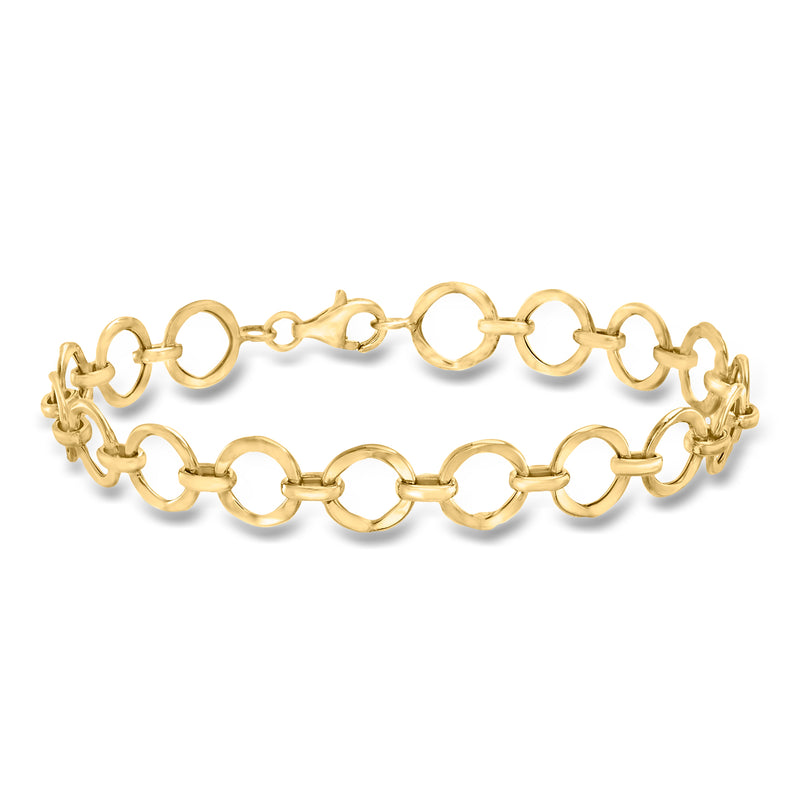 14kt yellow gold circle-link bracelet with linked round rings