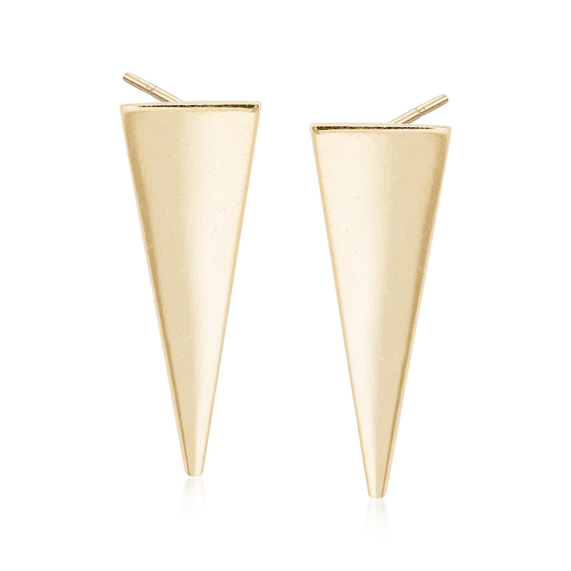 14kt yellow gold triangle drop earrings with post backs