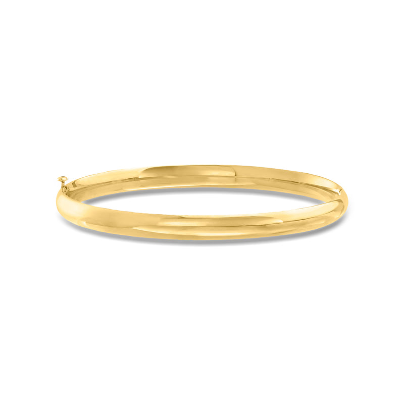 14kt yellow gold bangle bracelet for child, smooth oval band