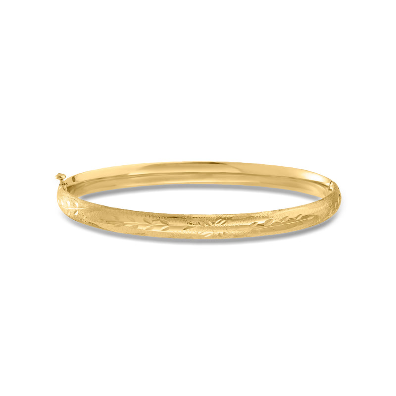 Child's 14kt Yellow Gold Floral Bangle Bracelet. 5.5"