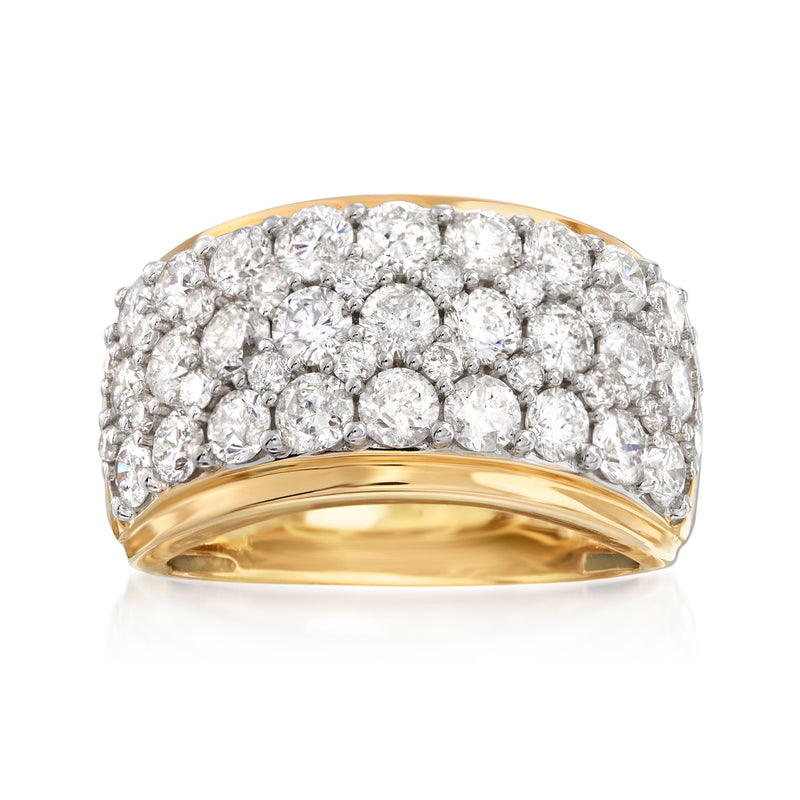 Diamond multi-row ring in 14kt yellow gold