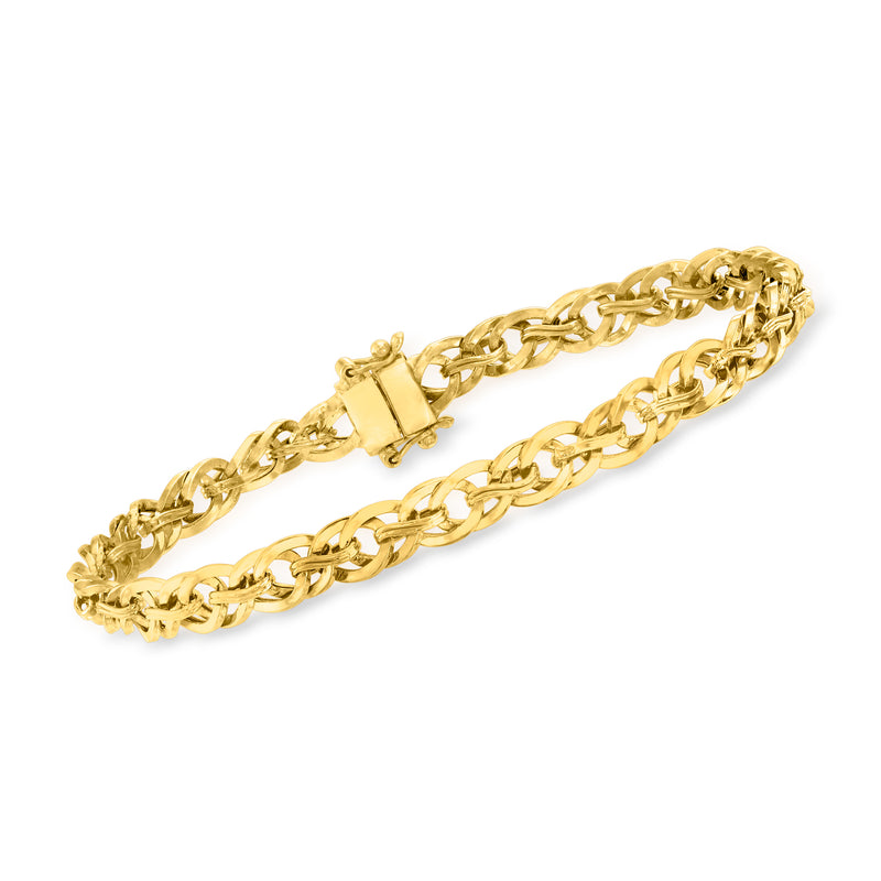 14kt yellow gold interlocking link bracelet with clasp