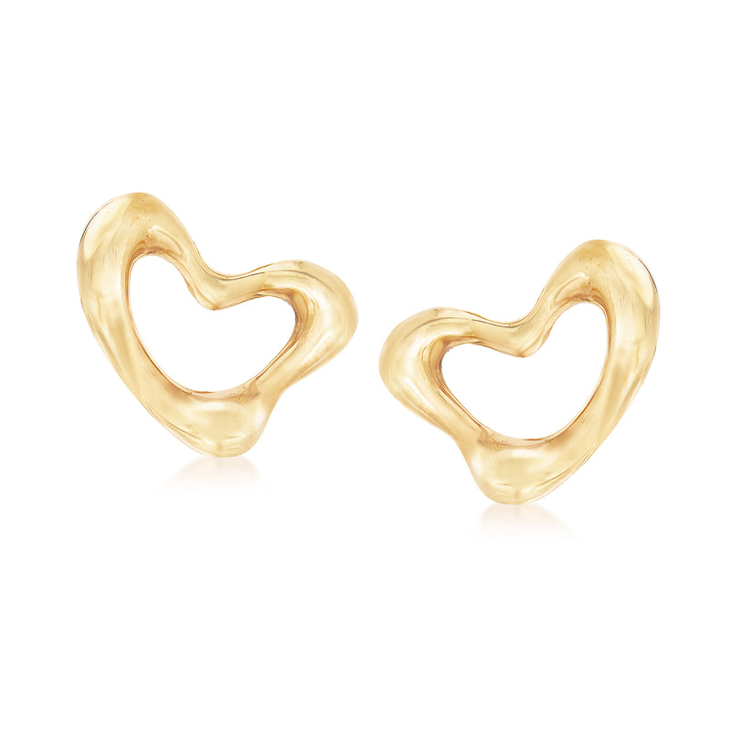 Heart clip earrings in 18kt yellow gold with curved heart shape