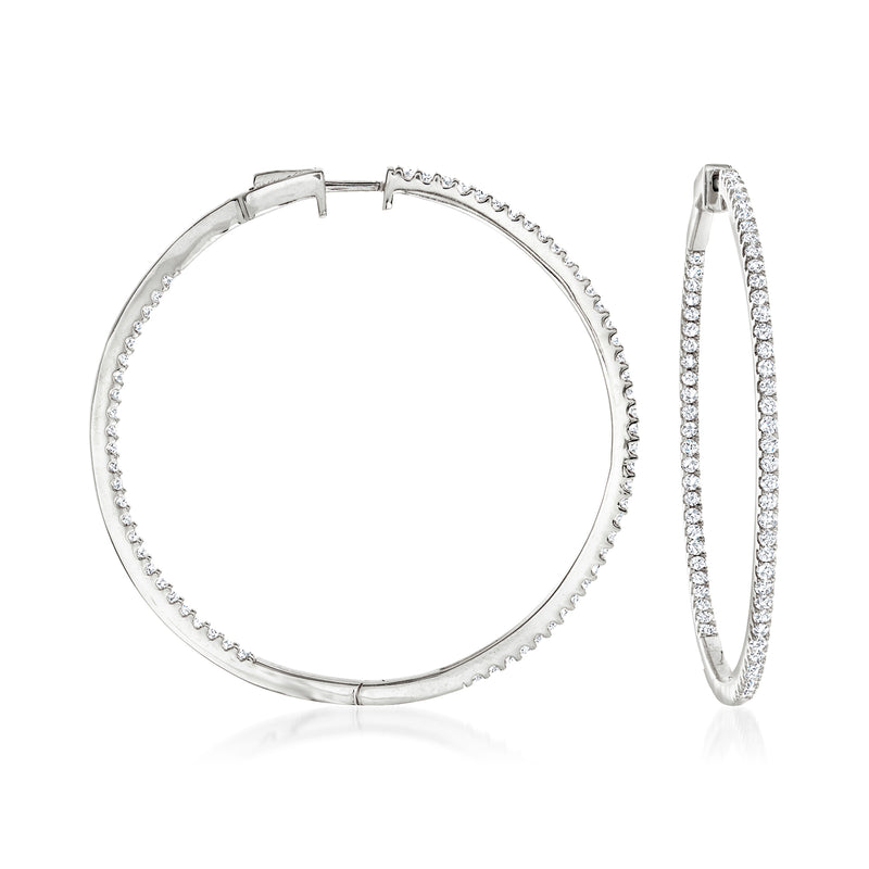 Diamond inside-outside hoop earrings in white gold