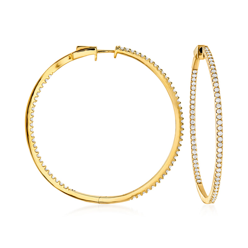 14kt yellow gold diamond inside-outside hoop earrings