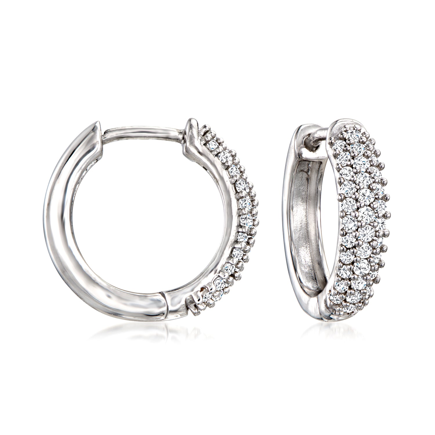 34 ct tw Diamond Huggie Hoop Earrings in Sterling Silver