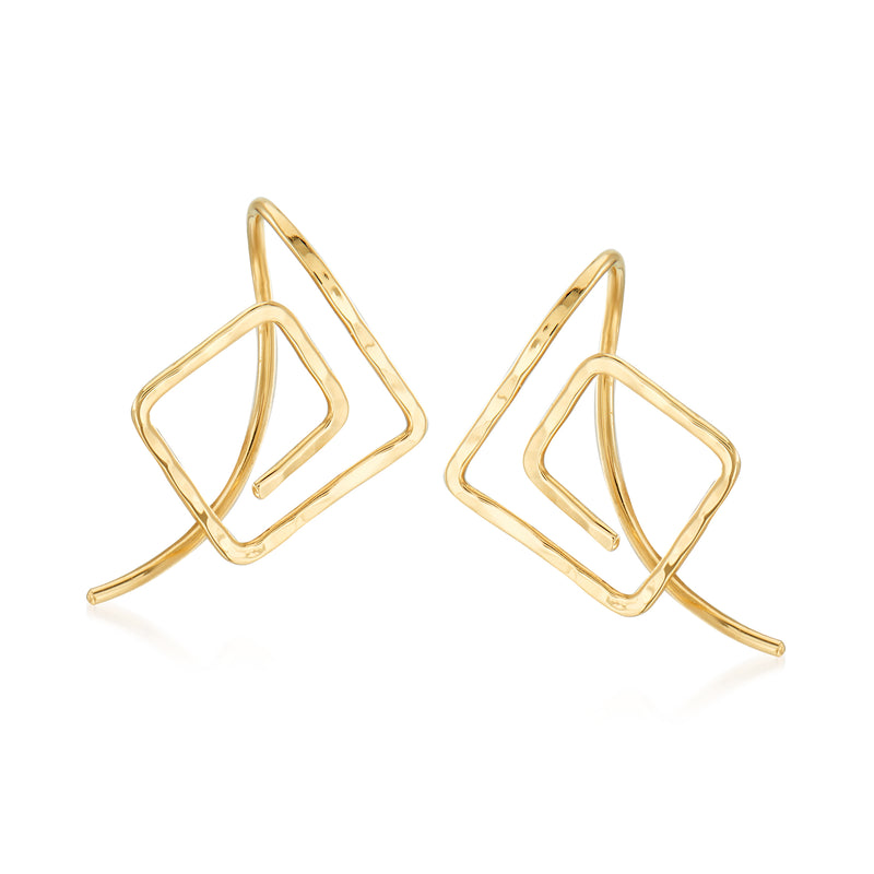 14kt yellow gold endless square wire hoop earrings with earwires