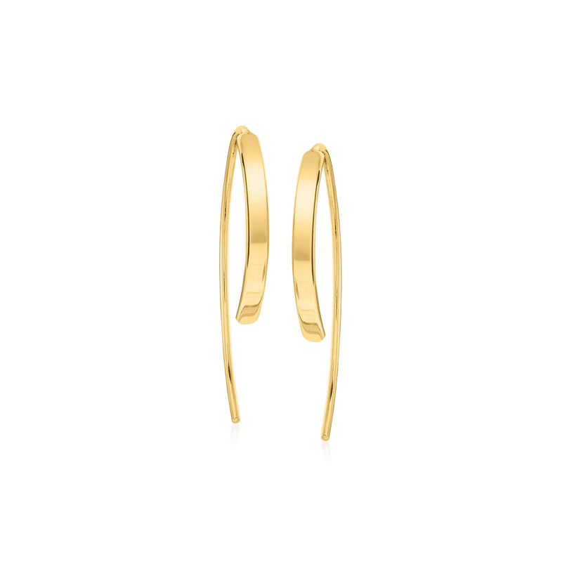 14kt yellow gold drop hoop earrings with earwire